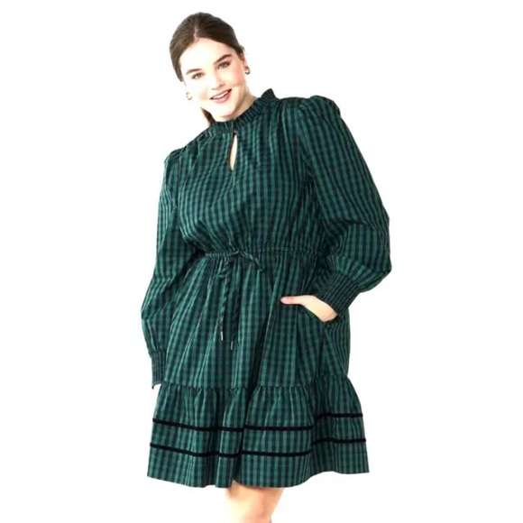 Draper James Dresses Nwt Draper James Ls Green Buffalo Check Tiered